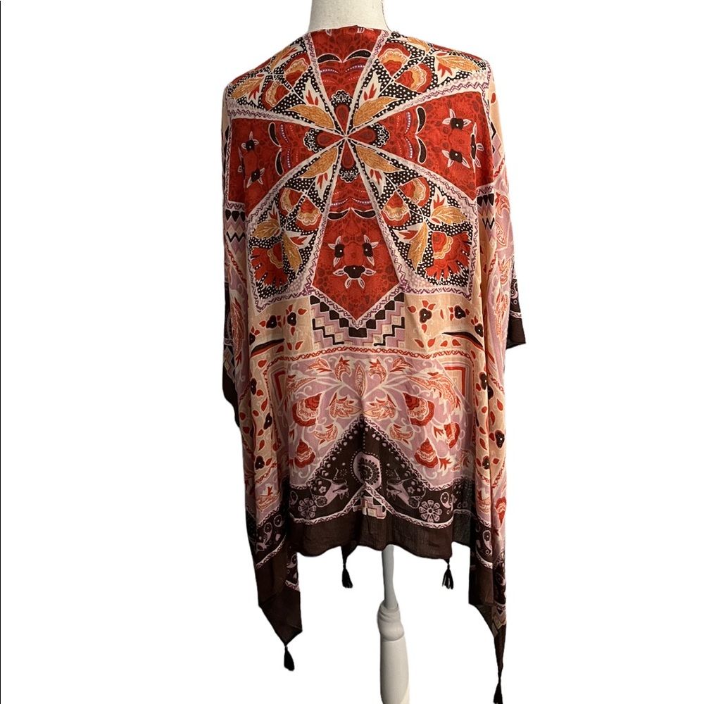 Vince Camuto Multicolored Bohemian Paisley Wrap W/Arm Holes OSFM - Picture 8 of 12